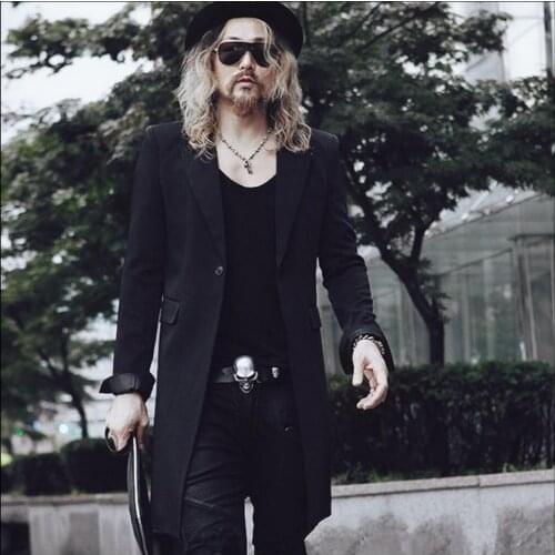 Men Suit Jacket Slim Long-sleeved Long Suits Coat Men Overcoat Tide Hairstylist Nightclub Singer Costumes Hot ! 2020 Korean New