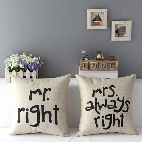 Love pillow cover, creative Wedding decoration letter lover gift couple Mr&Mrs throw pillow case pillowcase wholesale