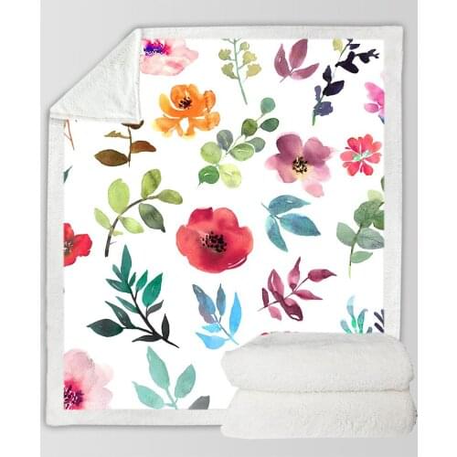 Flower Sunflower Funny Character Blanket 3D Print Sherpa Blanket on Bed Home Textiles Dreamlike Style 08