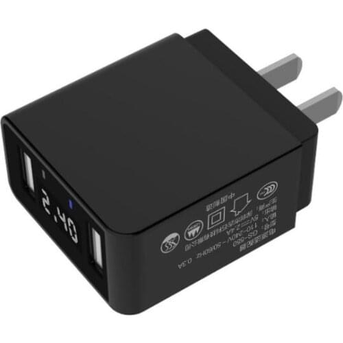 Wholesale Dual USB 2.4A Mobile phone Travel charger Tablet PC charger Charging head with digital display LED screen