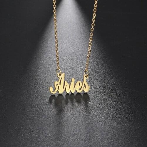 Custom Name Necklace Stainless Steel Customized Personalized Letter Rose Gold Color Choker Necklace Pendant Nameplate Gift