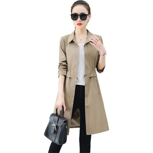 Plus 2X Thin Trench Coat Women Elegant Overcoat big Size Windbreaker Female Spring Nine-sleeved Casual Outerwear Casaco Feminino