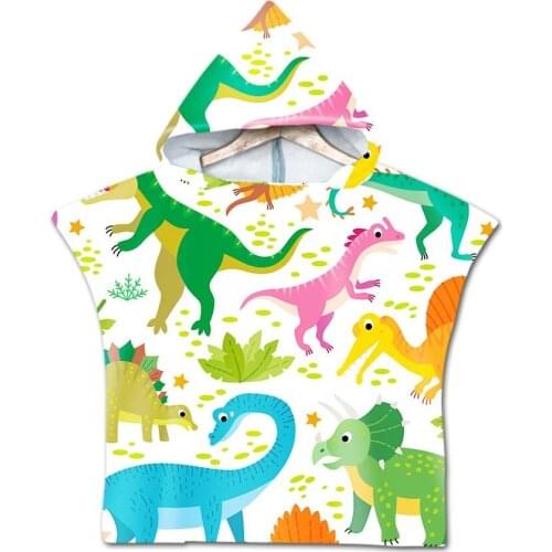 3D Printed Microfiber Beach Bath Towel Soft Cute Swim Pool Coverup Poncho Cape For Kids Children Bath Robe