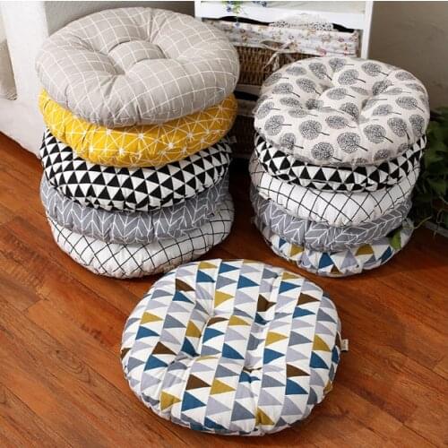 Round Thicken Cushion Cotton Linen Bay Window Wicker Chair Dining Chair Cushion Learning Car Student Office Computer Cushion