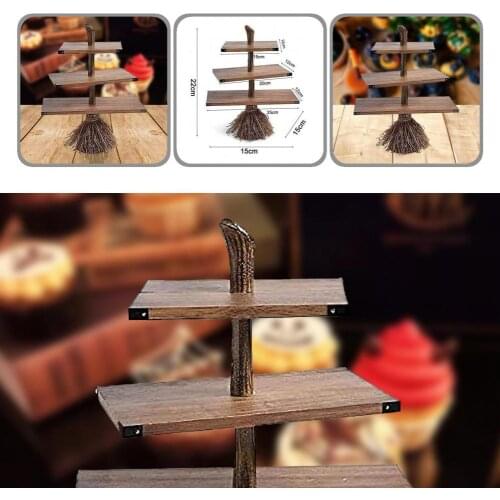 Useful Halloween Broomstick Standing Snack Server Cake Display Stand Exquisite Workmanship Large Capacity