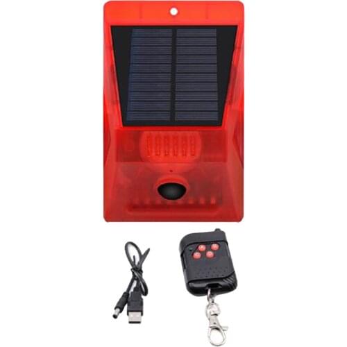 Solar Powered Strobe Light Alarm Motion Detector 129db for Outdoor Farm Villa