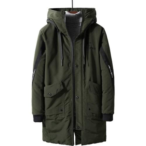 Warm Winter Jacket Men Parkas Hooded Thicken Loose Army Khaki Long Snow Coats Male Plus Size XXXL 4XL manteau homme