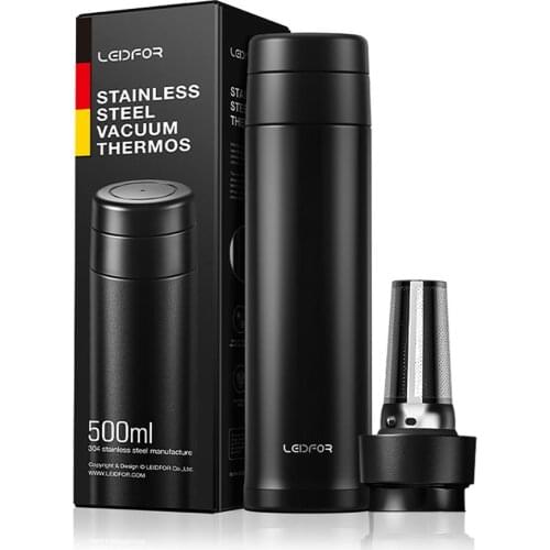Leidfor Tea Infuser Thermos Tumbler for Loose Leaf Tea, Stainless Steel Vacuum Insulated, Coffee Fruit Infused Water Bottle 17oz