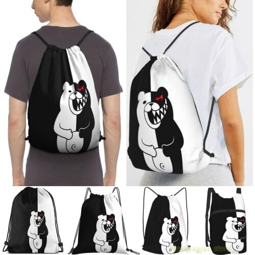 Unisex Drawstring Bags Danganronpa Monokuma Women Drawstring Backpacks Men Outdoor Travel Backpacks Training Fitness Bag