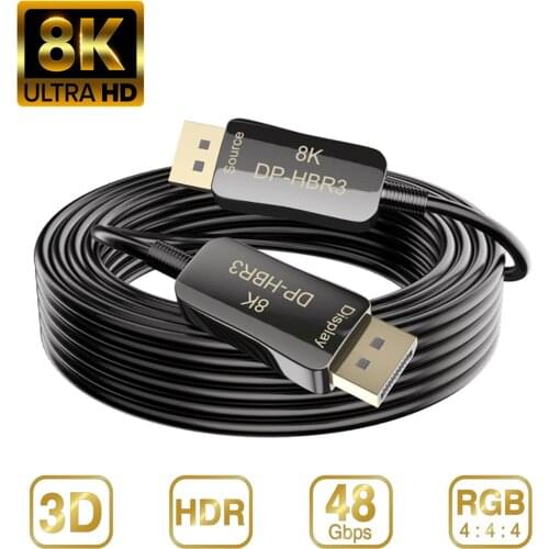 DisplayPort 1.4 8K Fiber optic cable DP to DP Ultra High Speed 32.4Gbps 8K@60Hz 4K@144Hz HDR For computer Projector Gaming Video