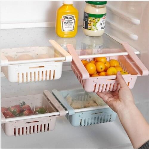 Retractable Kitchen Fridge Organizer Slide Under Shelf Drawer Box Rack Holder Space Saving Refrigerator Drawer