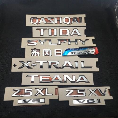 Chrome Emblem Badge Letters Rear Tail Sticker Auto Car Styling for Nissan TEANA TIIDA X-TRAIL QASHQAI SUNNY SYLPHY LIVINA