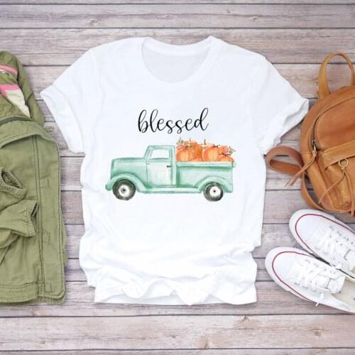 Pumpkin Spice Season Tee Print Thanksgiving Halloween T-shirts Women Top Harajuku Graphic Casual White Ladies Female T-Shirt
