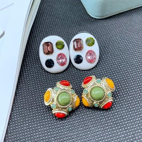 New Retro Fashion Enamel Drop Oil Inlaid Resin Earrings Womens Exquisite Accessories