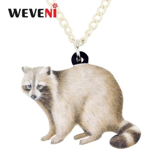 WEVENI Acrylic Fashion Raccoon Rngtail Necklace Pendant Chain Choker Bijoux Bijoux Jewelry For Women Girls Femme Gift Dropship