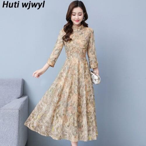 2021 Spring Autumn New 3XL Plus Size Vintage Lace Midi Dresses Women Bodycon Sexy Dress Party Long Sleeve Elegant Maxi Vestidos