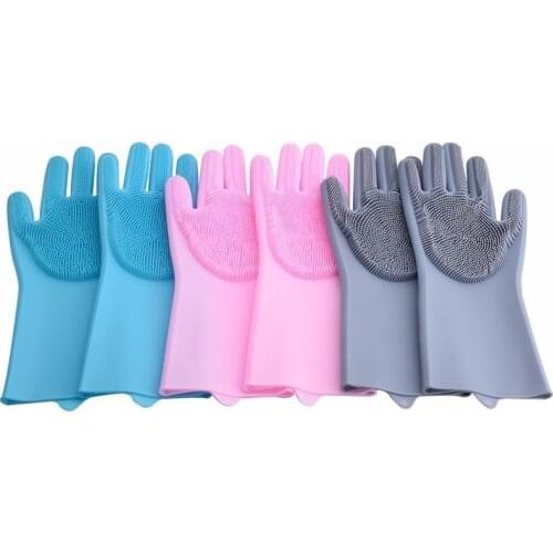 1 Pair Universal Magic Silicone Gloves with Cleaning Brush Car Motorcycle Cleaning Gloves Household Cleaning Tool Artifact