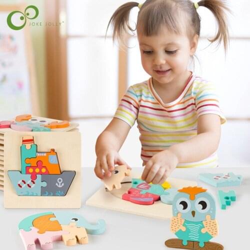 1pc Large Wooden Baby 3D Jigsaw Puzzle Hand Grasping Board Childhood Early Educational Puzzle Buliding Blocks Assembly DDJ