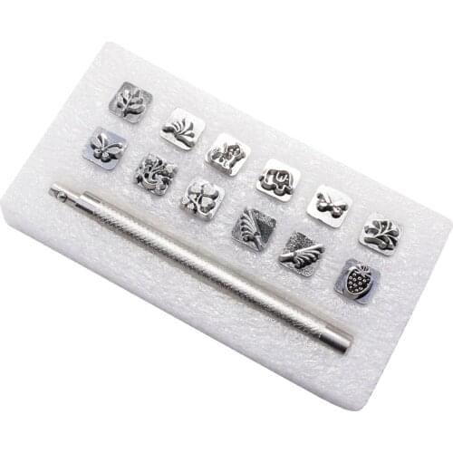 12pcs/set Leather Stamping Printing Tool Craft Stamps Leather Carving Punch Emboss DIY Tools Animal And Plant Pattern