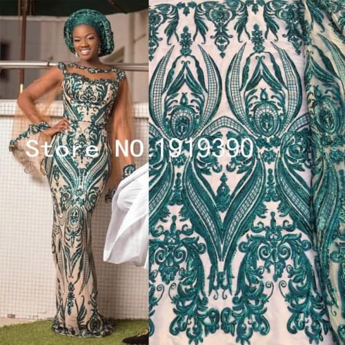 2020 High Quality African Lace Fabric Organza French Net Embroidery Sequins Tulle Lace Fabric For Nigerian Party Dress M1059