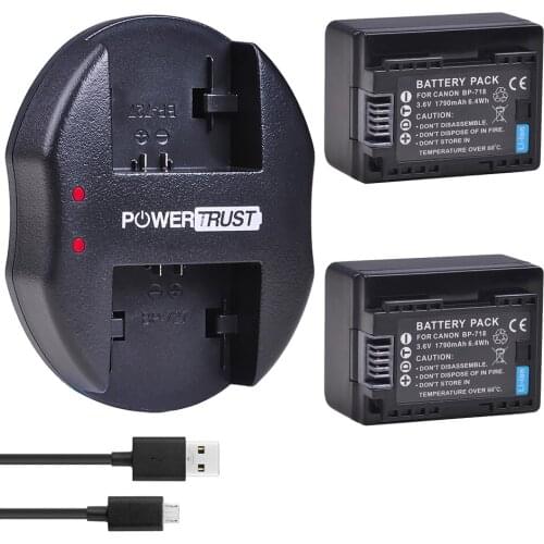 2X 1790mAh BP-718 BP718 Battery and Charger for Canon Vixia HFR80, HFR82, HFR800, HFR70, HFR72, HFR700, HFM500, HFR30, HFR32