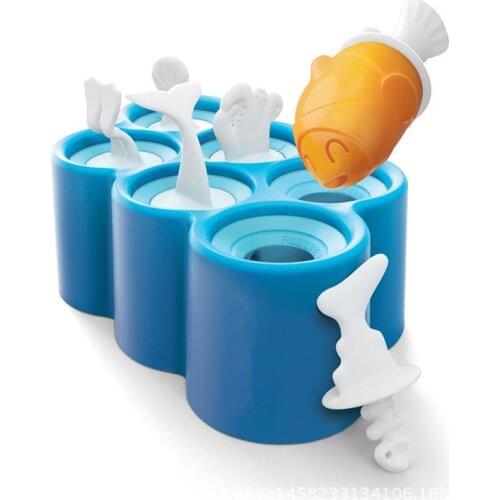 6 Fish Pops Traditional Ice Pop Molds 6 Frozen Fun-to-Eat Shark/Clownfish/Octopus/Scuba/ Shape whale Fish Ice Pop Mold