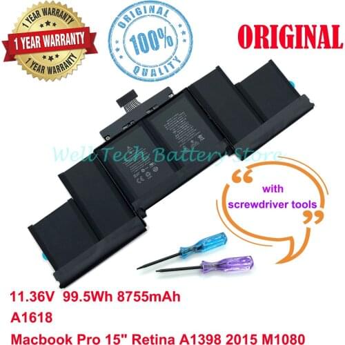 11.36V 99.5Wh 8755mah A1618 Battery for Apple Macbook Pro Retina 15'' A1398 2015 year 020-00079 MJLQ2LL/A MC975 ME665