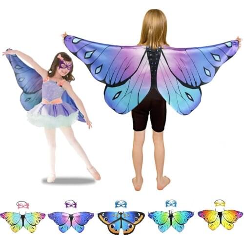 MUABABY Girls Butterfly Wing Kids Fairy Accessories Childrens Day Stage Performance Outfits Baby Girl Photoshoot Supply