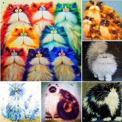 Diy 5D Diamond Painting Cartoon Cat Cross Stitch Kit Full Drill Square Embroidery Mosaic Art Picture of Rhinestones Home Decor