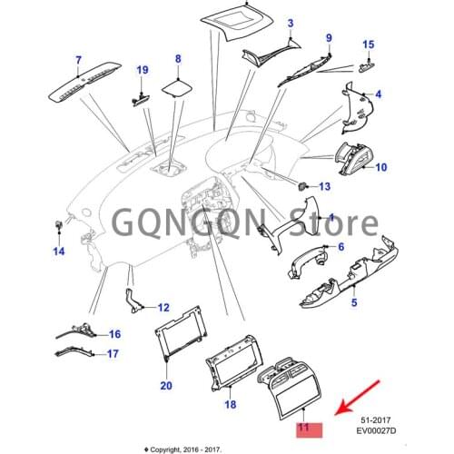 CAR dashboard vent panel 2015 -2021 Jag ua rf-p ace xe Dashboard vent panel, center console upper cover, instrument upper panel