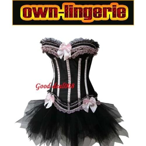 Free shipping striped corset with skirt sexy women underwear shaper w7006