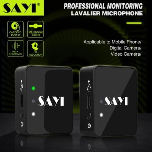 SAYI WM01 Wireless Lavalier Microphone for DSLR Video Phone Amplifier Camera Interview Camcorder Live Vlog Recording