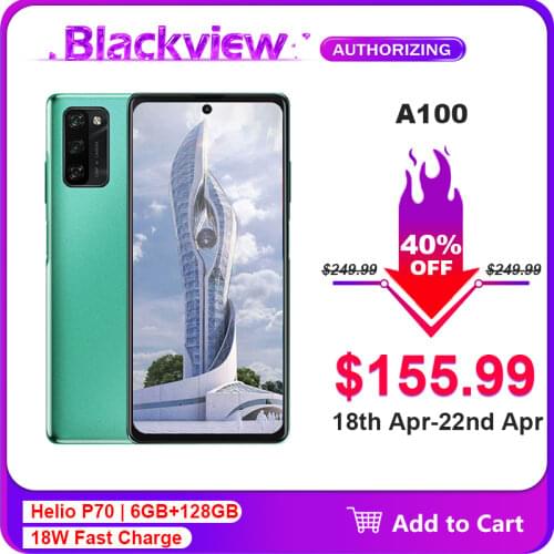 Blackview A100 6GB+128GB 6.67'' Helio P70 Octa Core Android 11 Smartphone FHD+ 12MP Camera 4680mAh 18W Fast Charge Mobile Phone