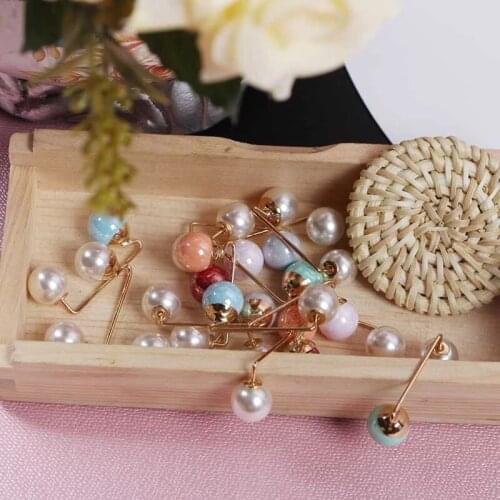 Double Pearl Brooch Snowflake Bow Decoration Accessories Enamel Needle Brooch Silk Scarf Buckle Pure Copper Fittings