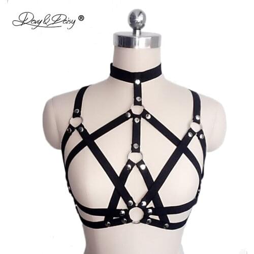 DAVYDAISY Sexy Club Party Wear Tops Metal Ring Chest Harness Belt Bondage Cage Elastic Straps Underwear Sexy Lingerie TA528