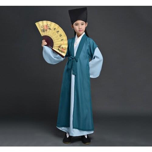 Kids Han Fu Dramaturgic Dress Suit Chinese Traditional Ancient Student Costume For Boy and Girl Theatrical Robe Dande Wear