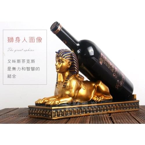 HOT SALE - TOP COOL EGYPTIAN MYTHOLOGY SUPPLIES # HOME GOOD DECORATIVE ART - EGYPT GOD SPHINX WINE RACK ART STATUE