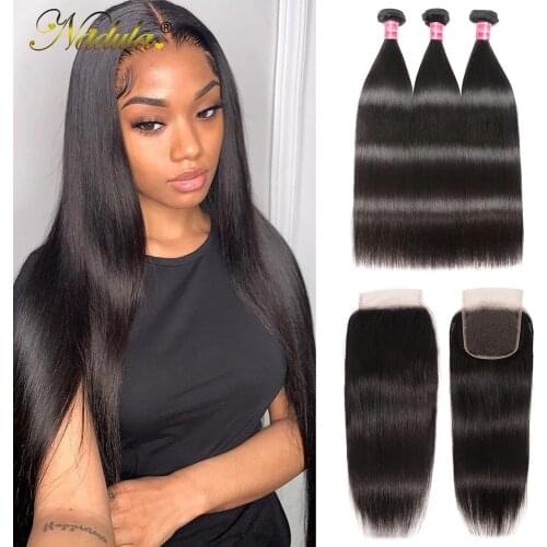 Nadula Hair 5*5 HD Lace Closure Straight Hair Bundles With Closure 100% Human Hair Bundles With Closure Brazilian Hair Weave