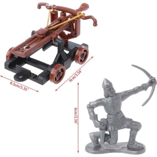 57EE 14Pcs/set Medieval Knights Toy Catapult Crossbow Soldier Figures Playset Chariot