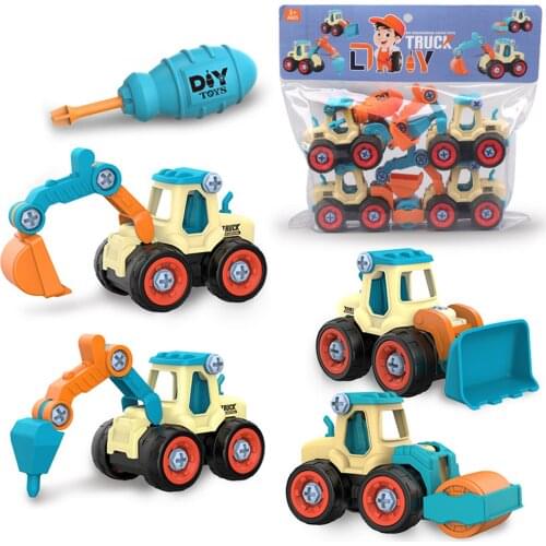 Boys Assembly Vehicle Toy DIY Disassembly Unloading Engineering Truck Toy Excavator Model For Children