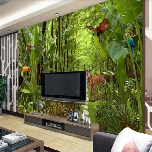 Custom wallpaper tropical rainforest wall decoration - high-grade waterproof material