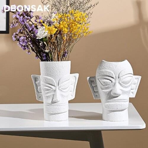 Morandi Ceramic Vase Portrait Flower Vase Human Face Sculpture TV Cabinet Ornaments Furnishings Home Accessories Decoration
