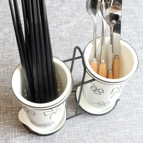Ceramic Chopsticks Tube Tableware Storage Set Spoon Chopsticks Storage Rack Bucket Knife Fork Storage Box Kitchen Utensils ZM804