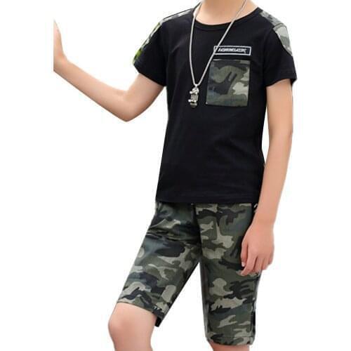 Summer Boys Clothing Sets Kids Casual Tracksuit Outfits Camouflage Short Sleeves T-shirt And Shorts 2Pcs Suit Child Boys Clothes