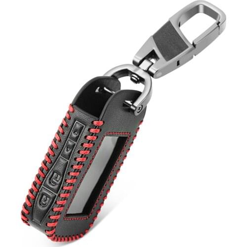 Leather Car Key Case For Starline E63 E90 E91 E61 E95 E66 2-Way Car Alarm LCD Remote Controller Keychain Transmitter Keys Cover