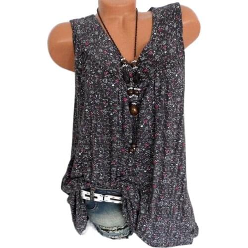 Summer Women Sexy Casual Vest Tees Loose Sleeveless Long Home Sleepwear Ladies Tops V-Neck Floral Print Fashion Tank T-Shirt