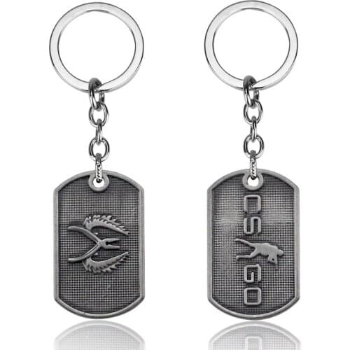 Hot Sale Game CSGO Keychain CSGO Counter Strike Dog Tag Pendant Necklaces Car Keychains Collier Men Jewelry Accessories