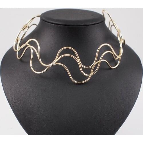 MANILAI Metal Torque Choker Necklace Punk Wide Alloy Collars Statement Necklace For Women Party Fashion Accessories Jewelry