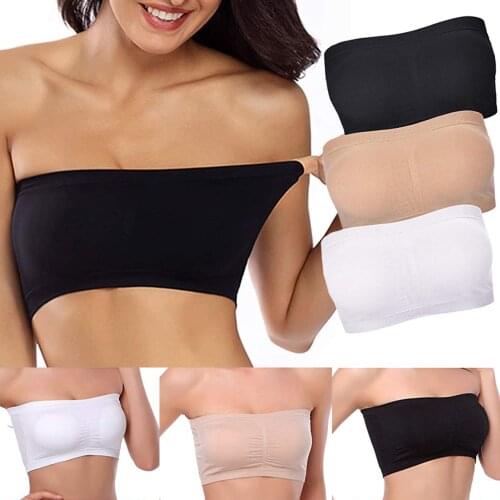 Fashionable Womens Female Boob Tube Top Strapless Bandeau Bra Underwear Chest Wrap Women Bralette Seamless Strapless Tops S-3XL
