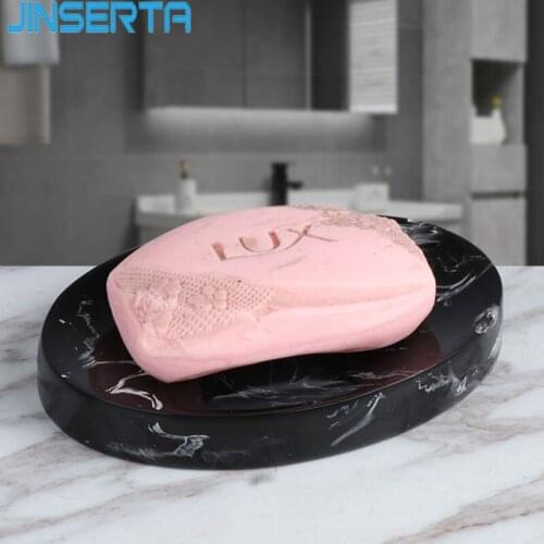 JINSERTA Marbled Soap Box Resin Soap Plate European Oval Luxury Home Hotel Creative Bathroom Storage Tray for Decor Gifts